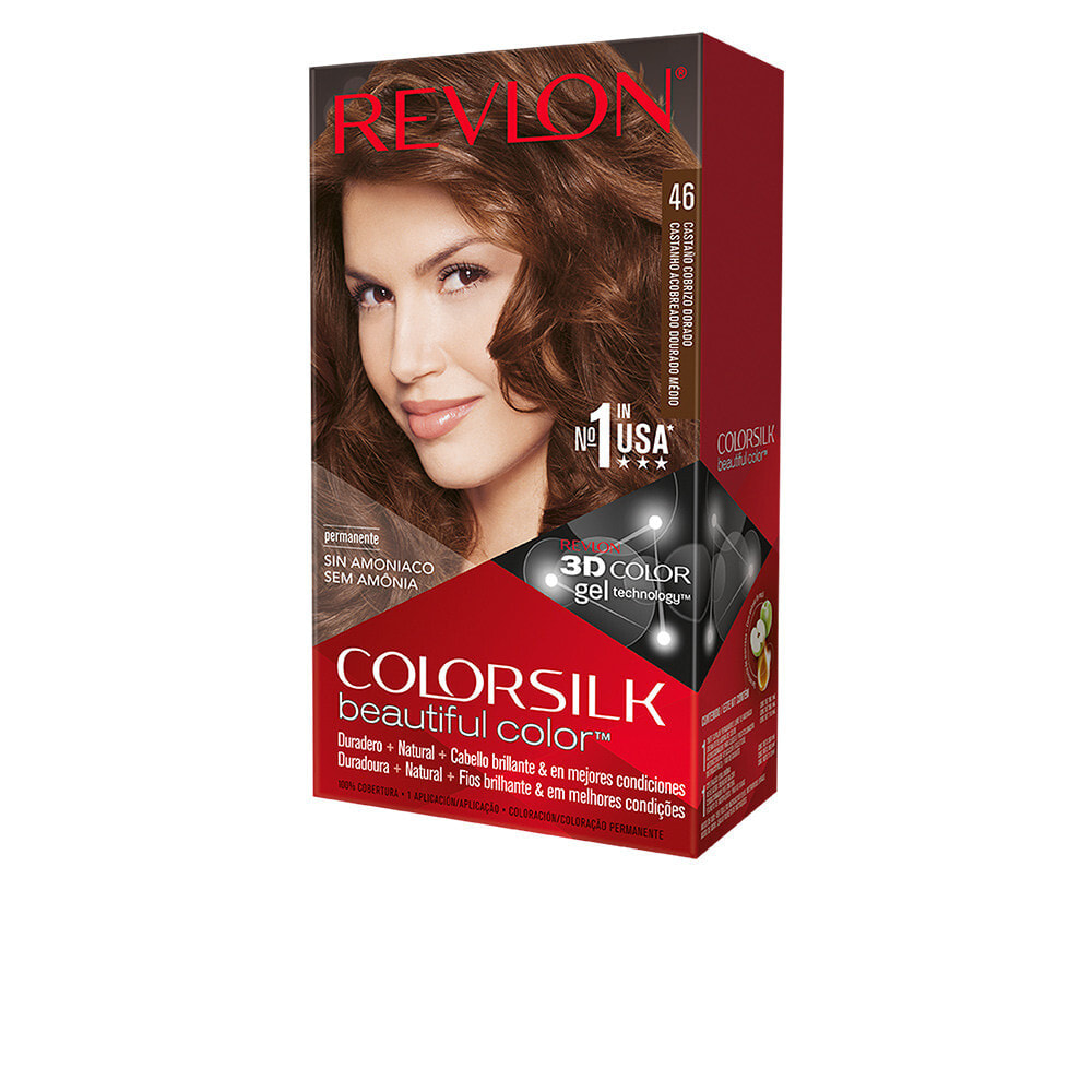 Revlon ColorSilk Beautiful Color No. 46 Medium Golden Chestnut  Стойкая краска для волос без аммиака, оттенок золотисто-медный-каштановый