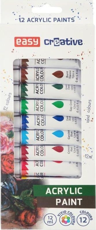 Easy Acrylic paint, 12 colors EASY