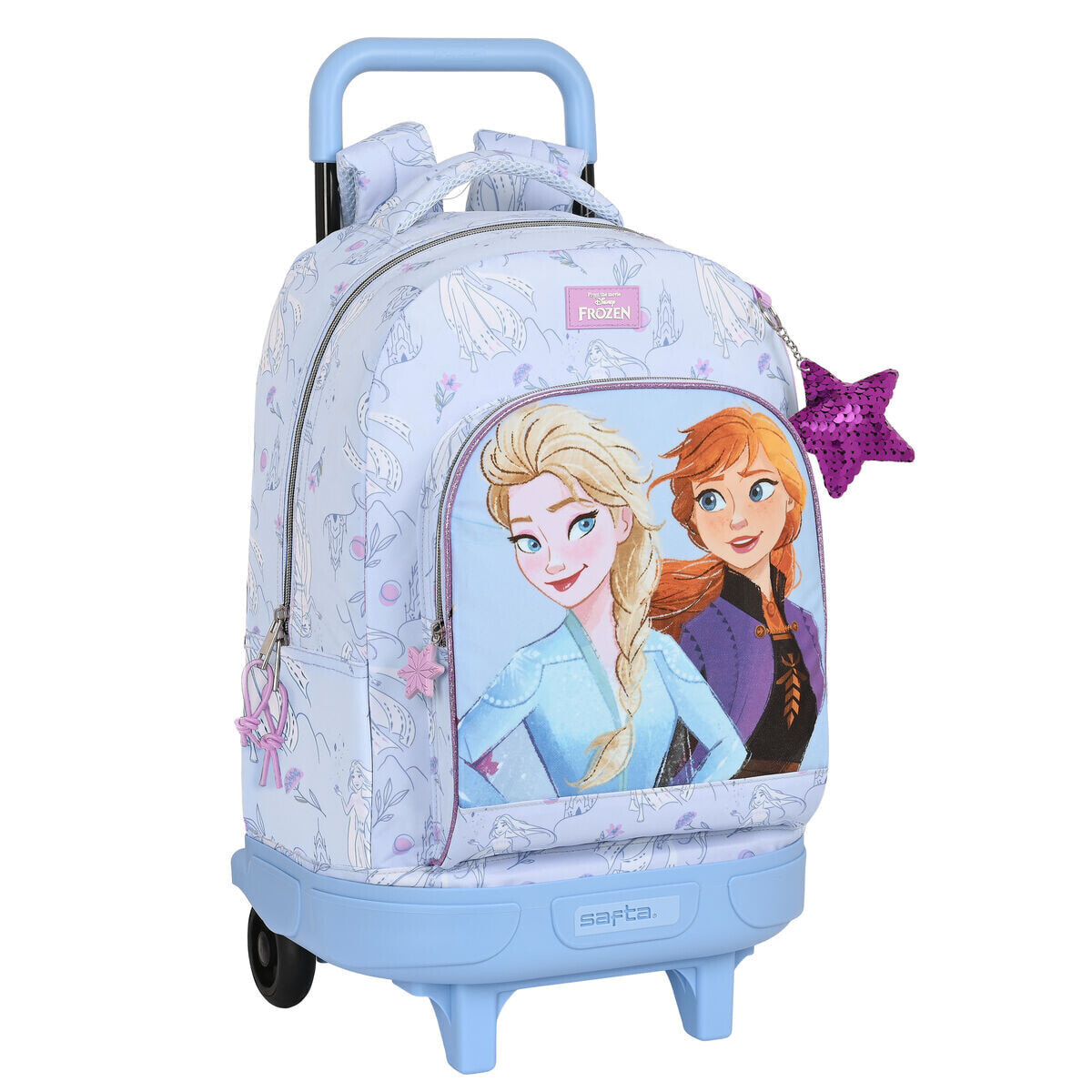 School Rucksack with Wheels Frozen Believe Lilac 33 X 45 X 22 cm