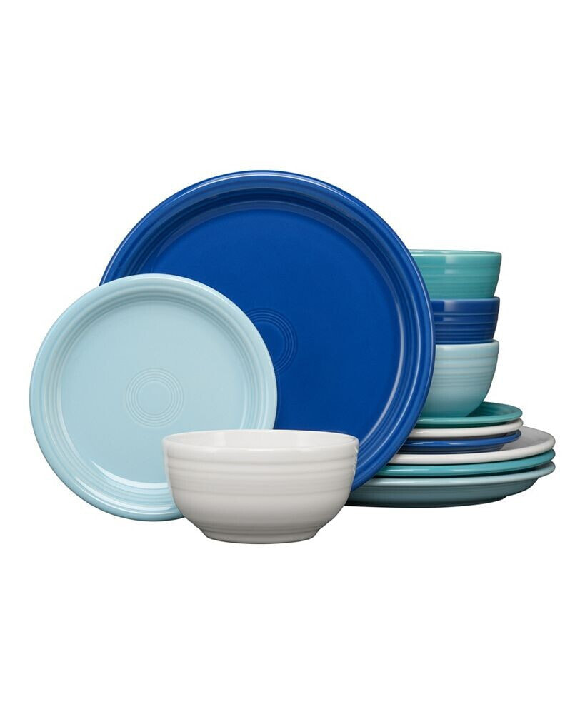 Fiesta mixed Coastal Blues Bistro 12 Pc. Dinnerware Set, Service for 4