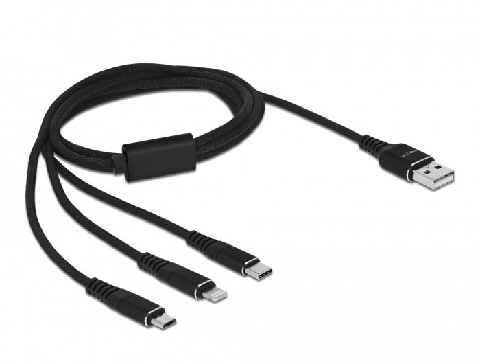 Delock 87155 - 1 m - USB A - Micro-USB B/Lightning/Apple 30-pin - USB 2.0 - Black