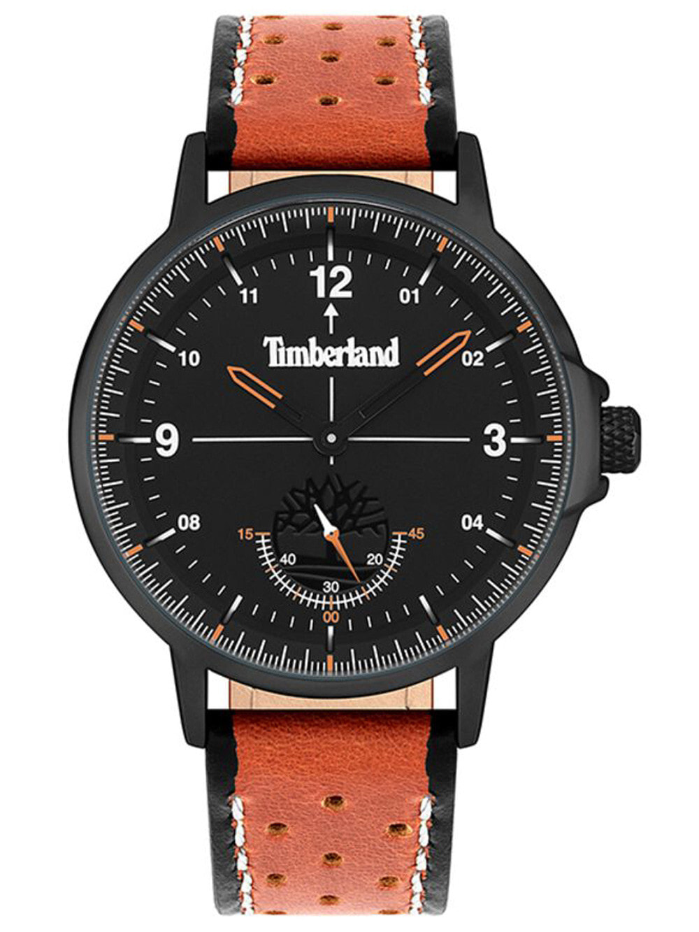 Мужские наручные часы с оранжевым кожаным ремешком Timberland TBL15943JYB.02 Parkridge 42mm 3ATM
