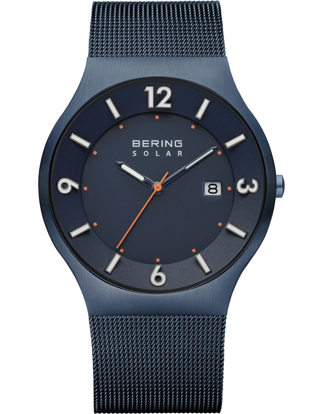 Мужские наручные часы с черным браслетом Bering 14440-393 Solar Mens 40mm 5 ATM
