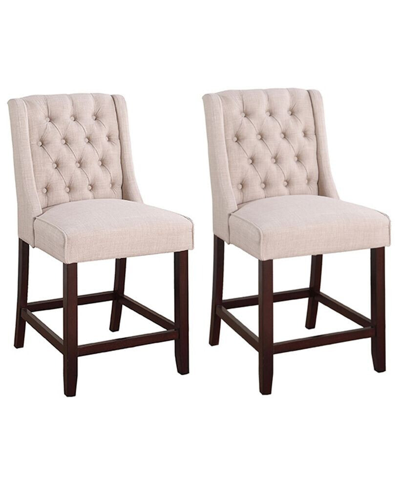 Best Master Furniture newport Upholstered Bar Chairs with Tufted Back, Set of 2