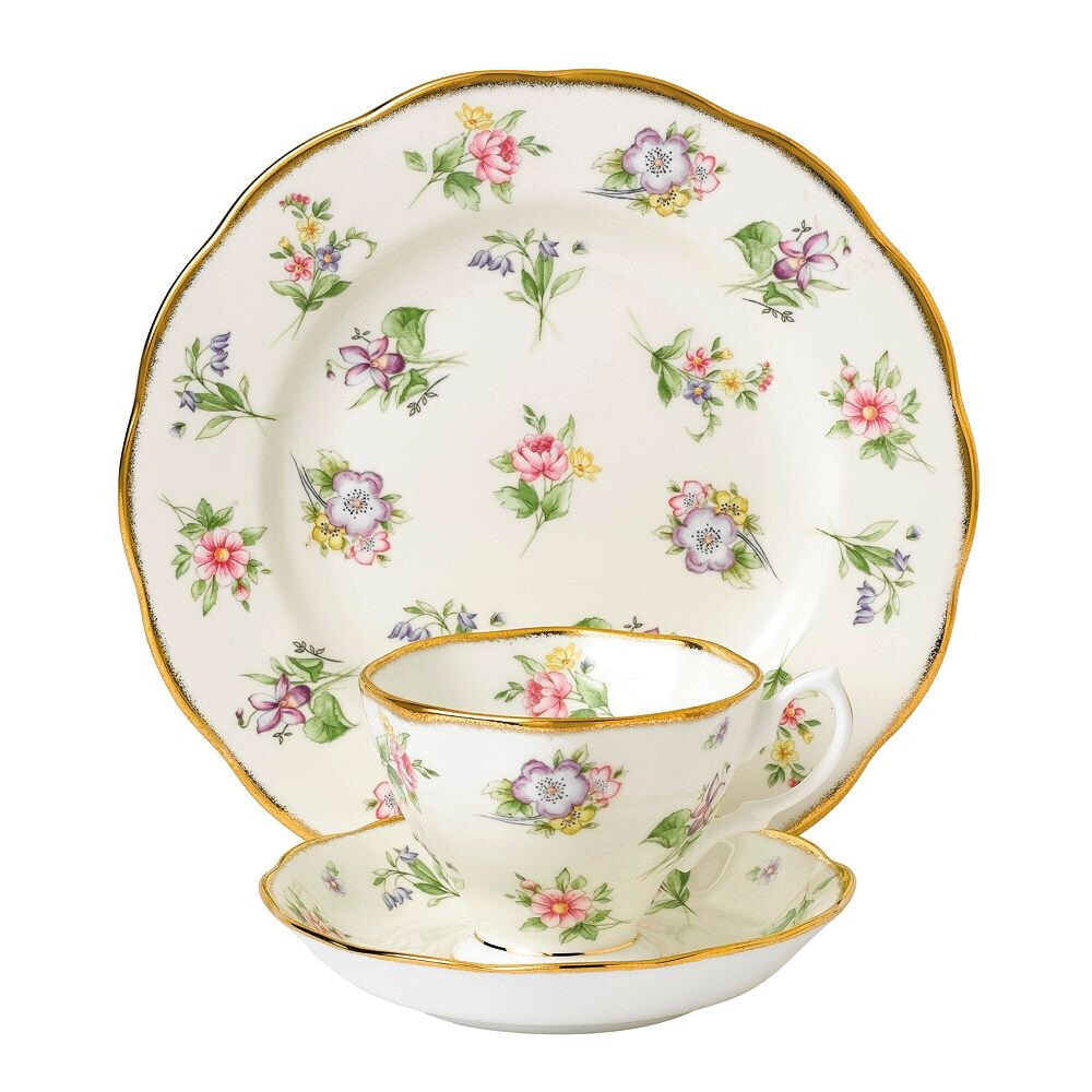 Royal Albert 100 Years 1920 3-Piece Set , Teacup Saucer & Plate - Spring Meadow