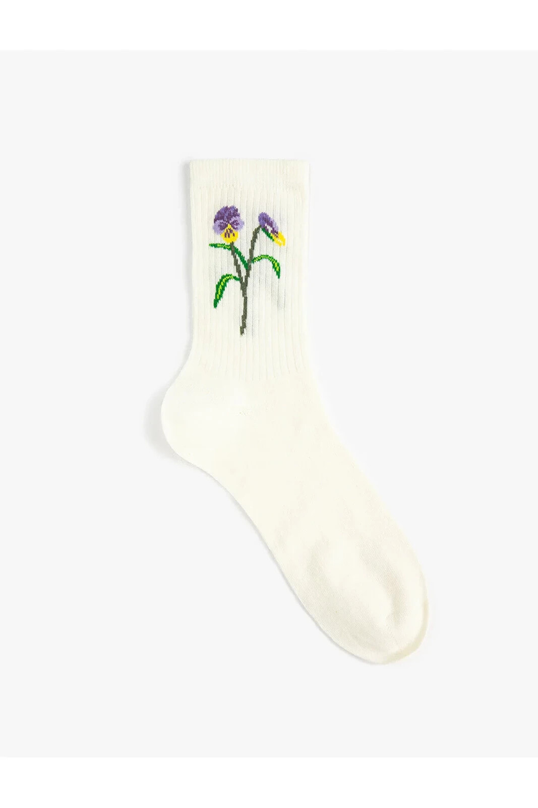 Çiçekli Soket Çorap İşlemeli