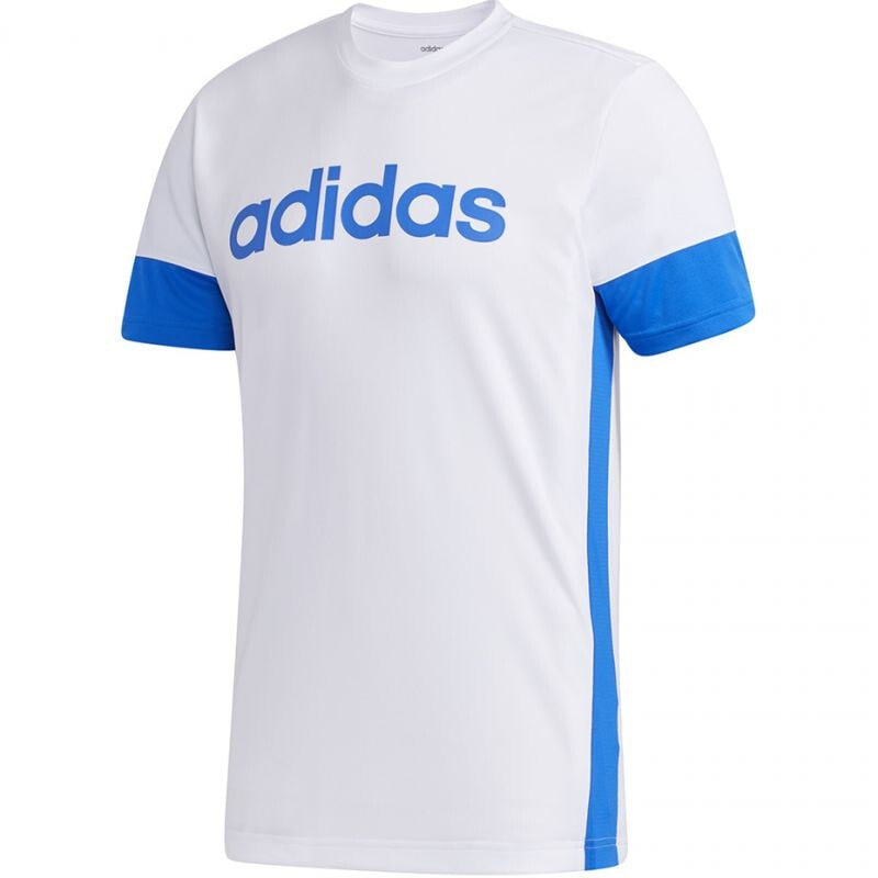 Мужская футболка спортивная белая синяя для бега  adidas M D2M Tee M FL0268