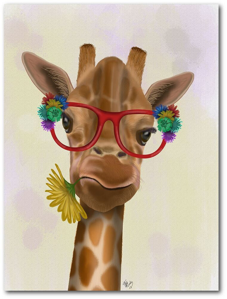 Courtside Market giraffe and Flower Glasses 3 Gallery-Wrapped Canvas Wall Art - 18