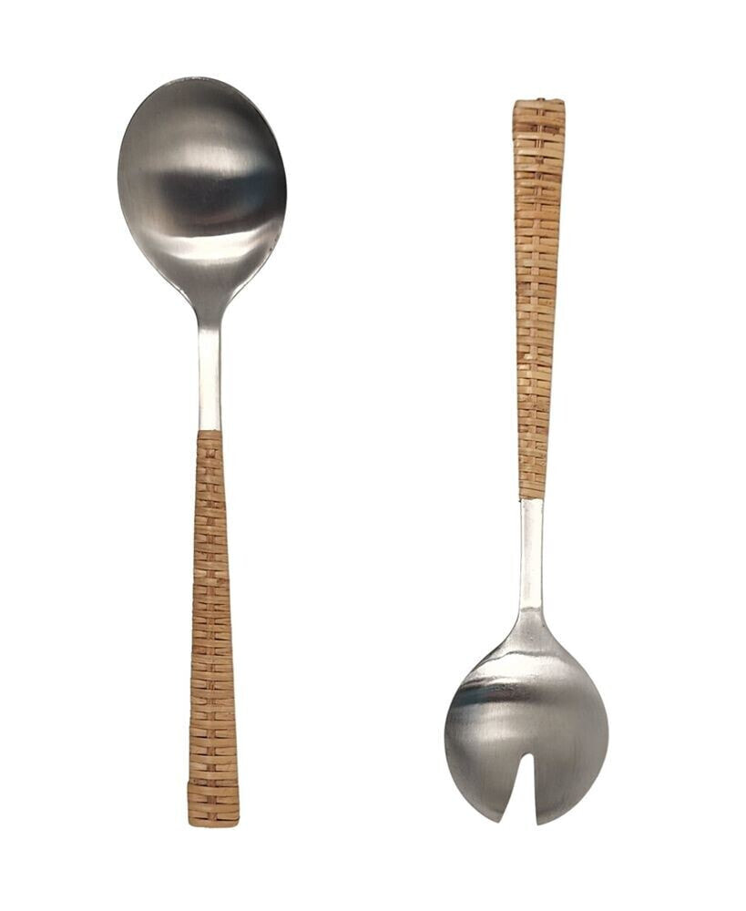 Artifacts Trading Company rattan Stainless Steel 2 Piece Serving Set with Gift Box