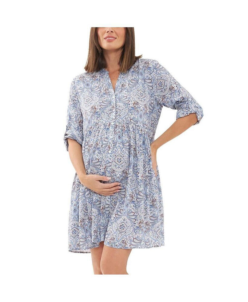 Ripe Maternity celest Button Through Dress Lapis