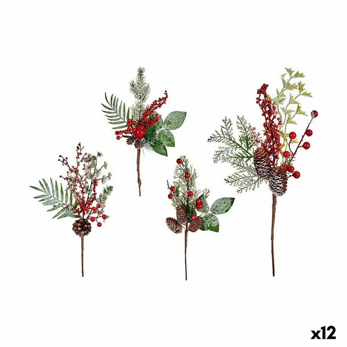 Branch Red fruits Brown Red Green Plastic 20 x 39 x 6 cm (12 Units)