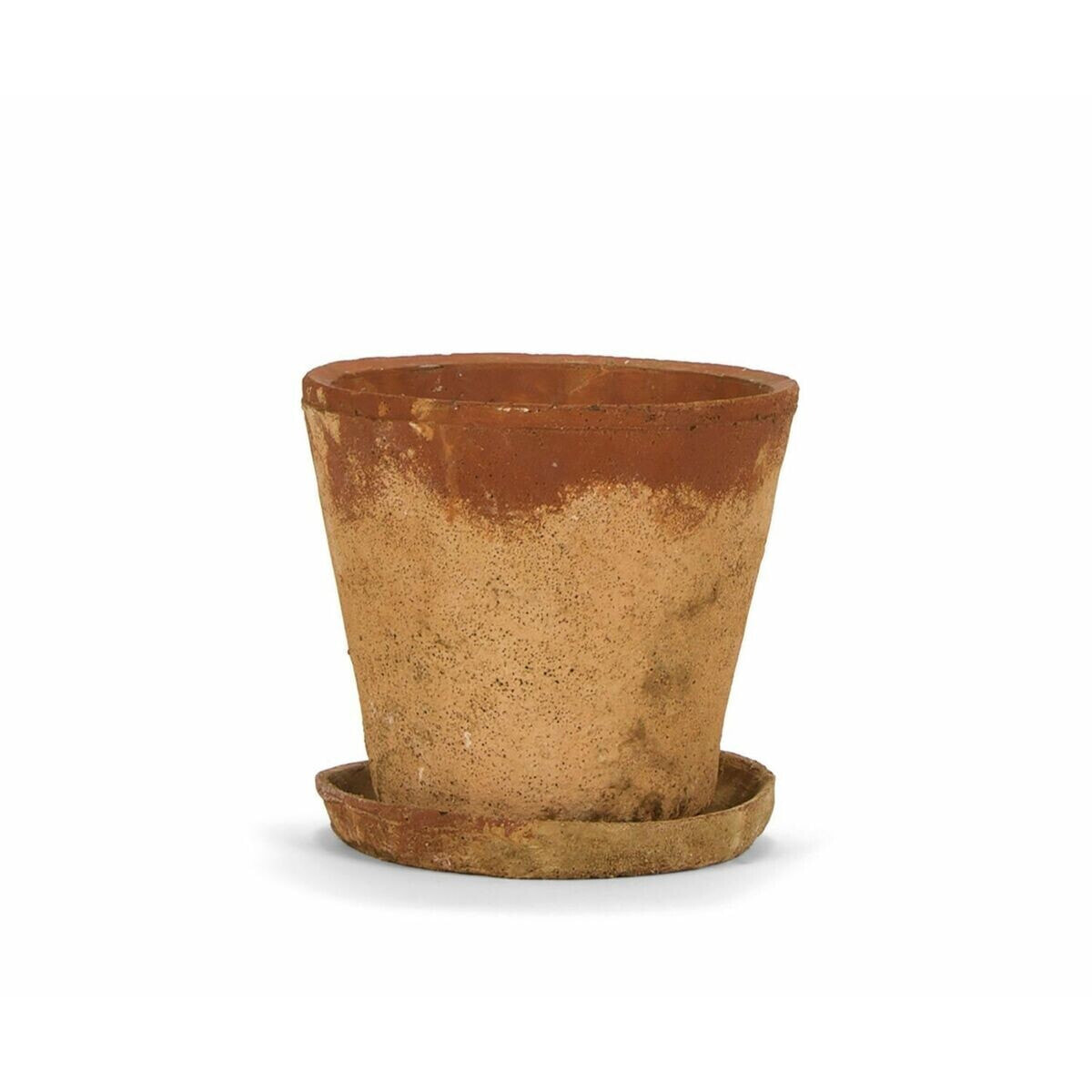 Flower Pot with Dish Alexandra House Living Brown Cement Rustic 20 x 18 x 20 cm