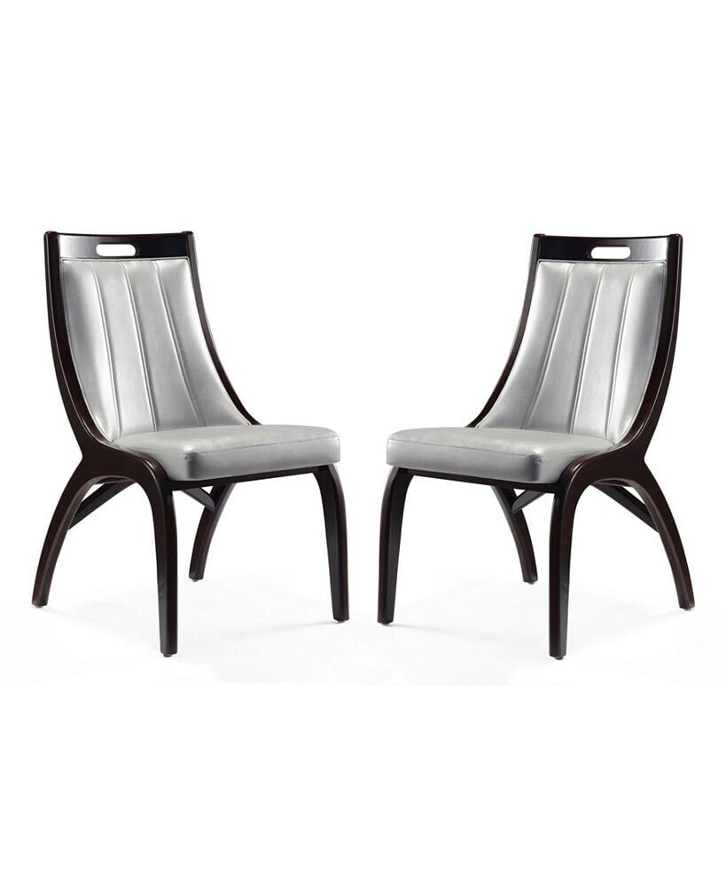 Manhattan Comfort danube 2-Piece Faux Leather Upholstered Beech Wood Dining Chair