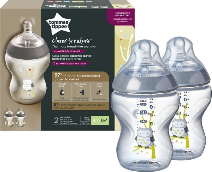 Tommee Tippee Butelka Dekorowana 2 x 260 ml, kolor losowy