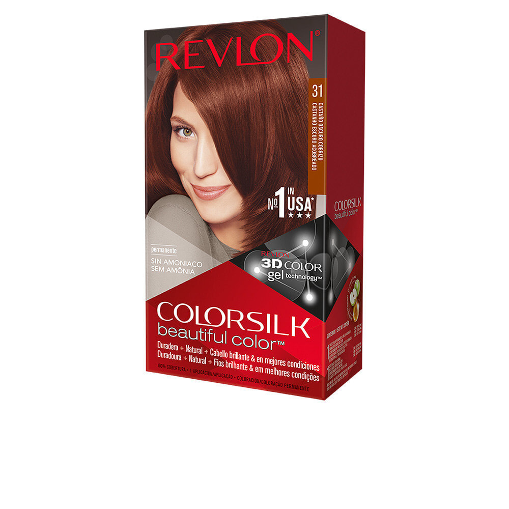 Revlon ColorSilk Beautiful Color No. 31 Dark Auburn Стойкая краска для волос без аммиака, оттенок  темно-каштановый
