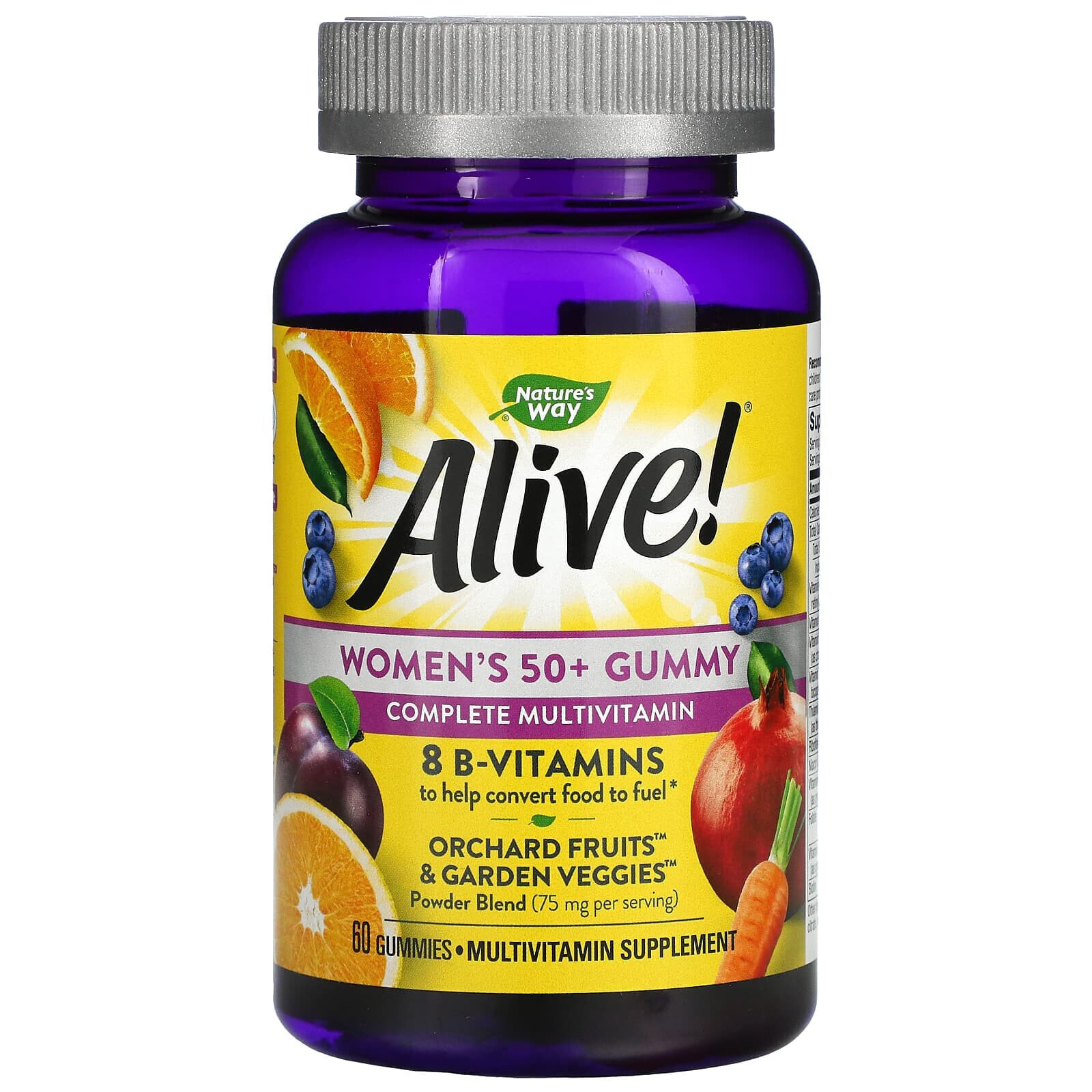 Nature's Way, Alive! жевательные витамины для женщин после 50 лет, со вкусом вишни и винограда, 75 жевательных таблеток