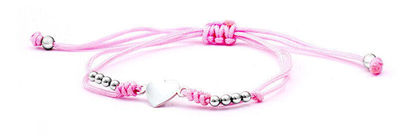 Розовый браслет в форме сердца каббалы на шнурке AGB541