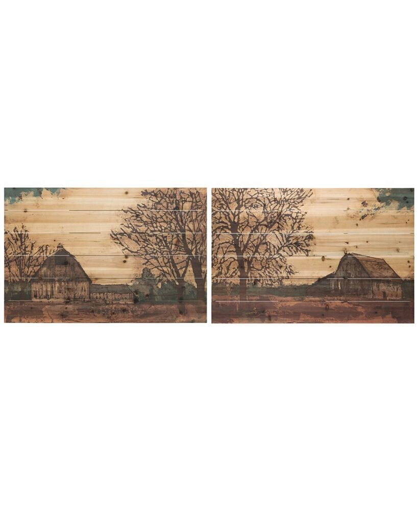Empire Art Direct erstwhile Barn 3 and 4 Arte de Legno Digital Print on Solid Wood Wall Art, 24
