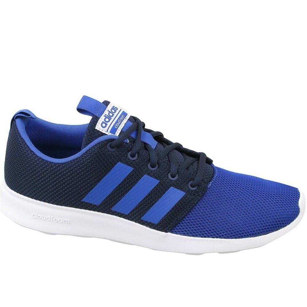 Мужские кроссовки спортивные для бега синие текстильные низкие с полосками  Adidas CF Swift Racer