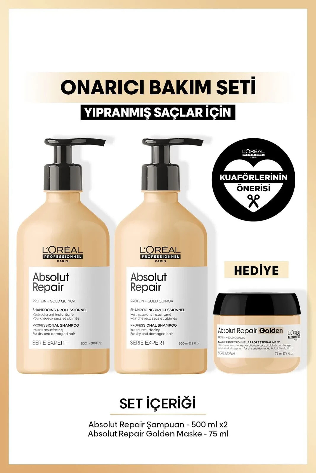 Serie Expert Absolut Repair Yıpranmış Saçlar Için Onarıcı Şampuan 500 Ml X2