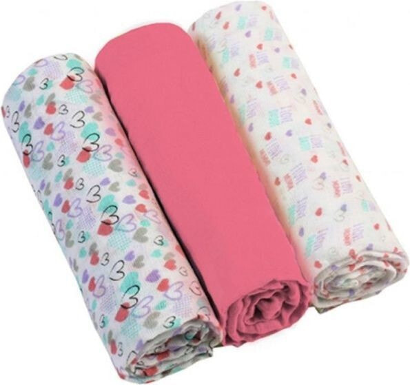 Babyono Raspberry muslin swaddles 3 pieces (348/02)