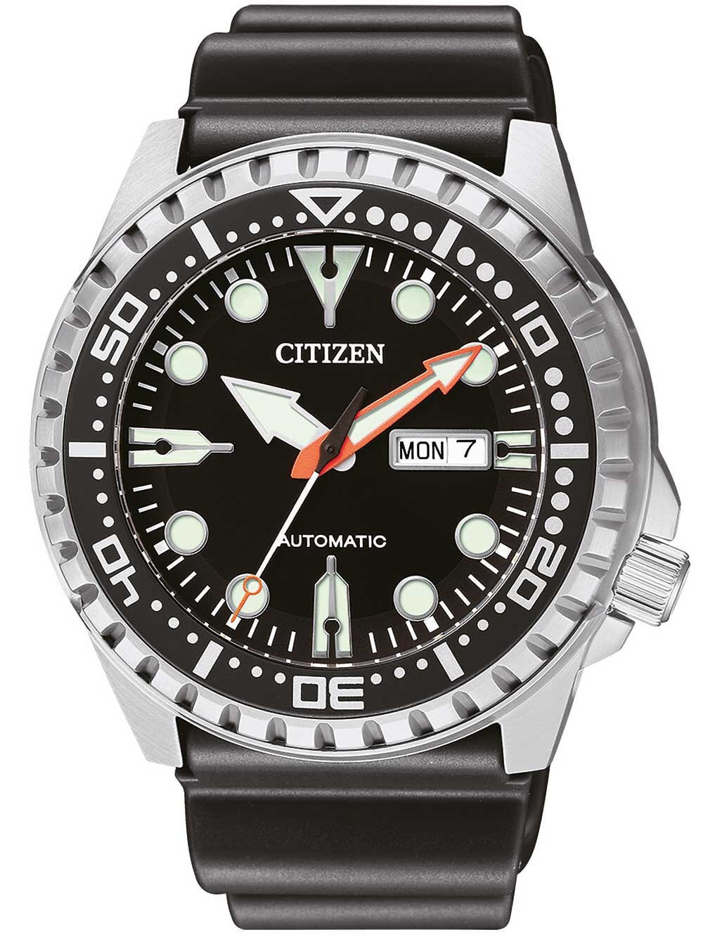 Мужские наручные часы с черным силиконовым  ремешком  Citizen NH8380-15EE