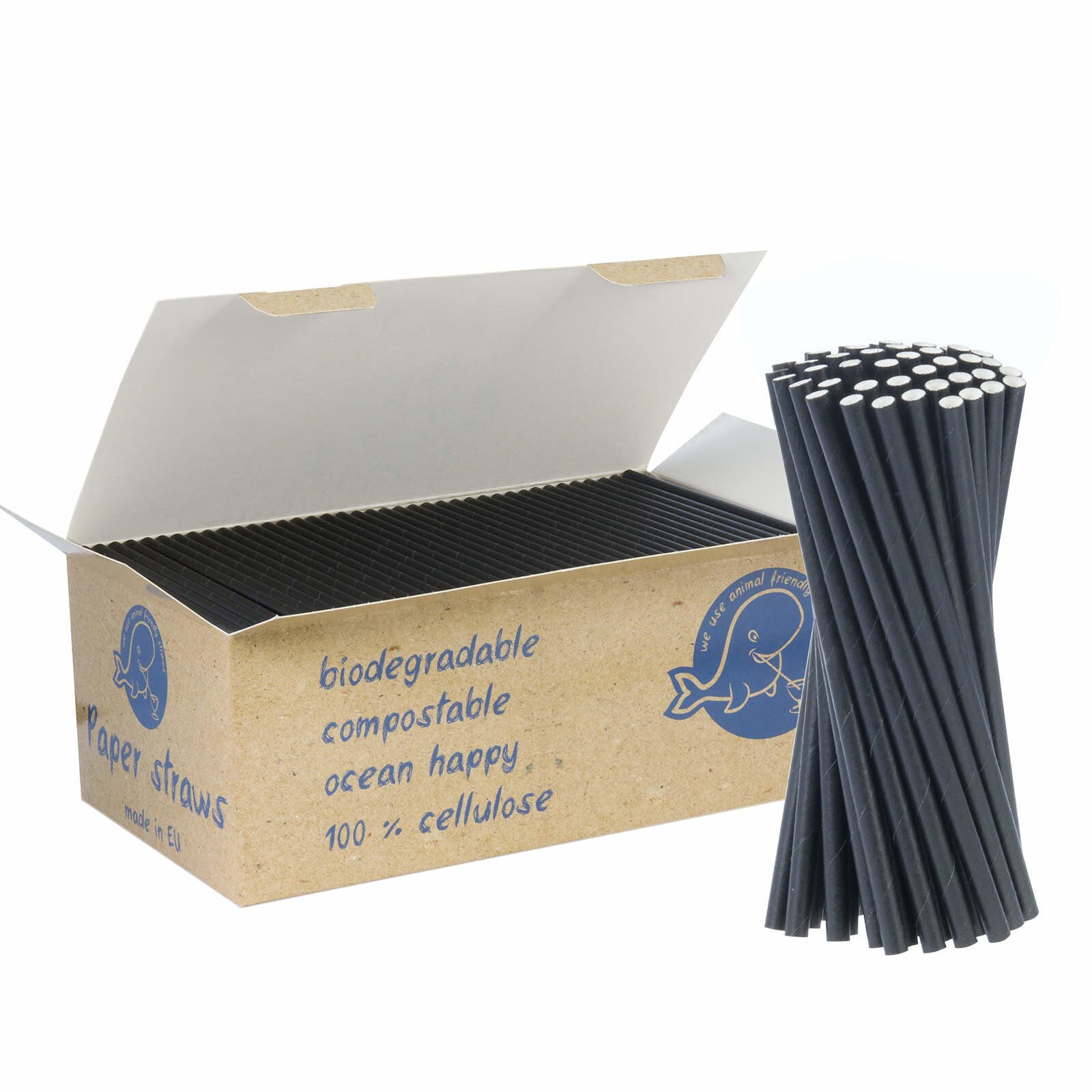 Paper straws BIO ecological PAPER STRAWS 6 / 150mm - black 650pcs.