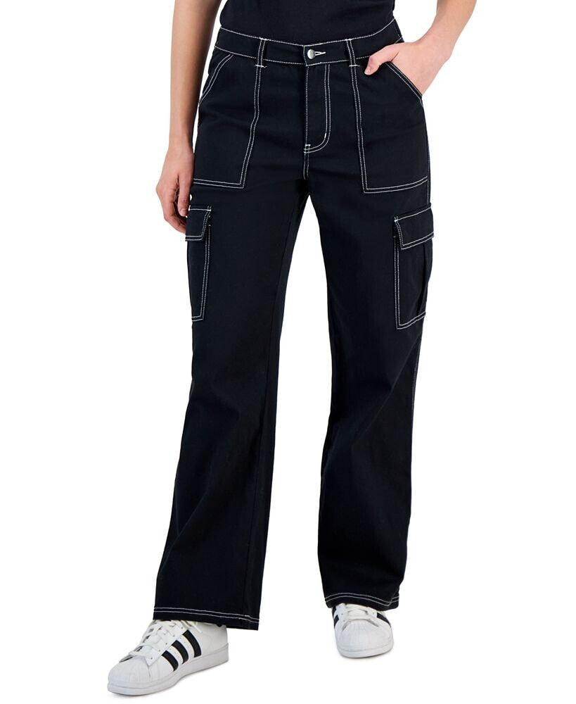 Ultra Flirt juniors' Wide-Leg Comfort Fit Cargo Utility Pants