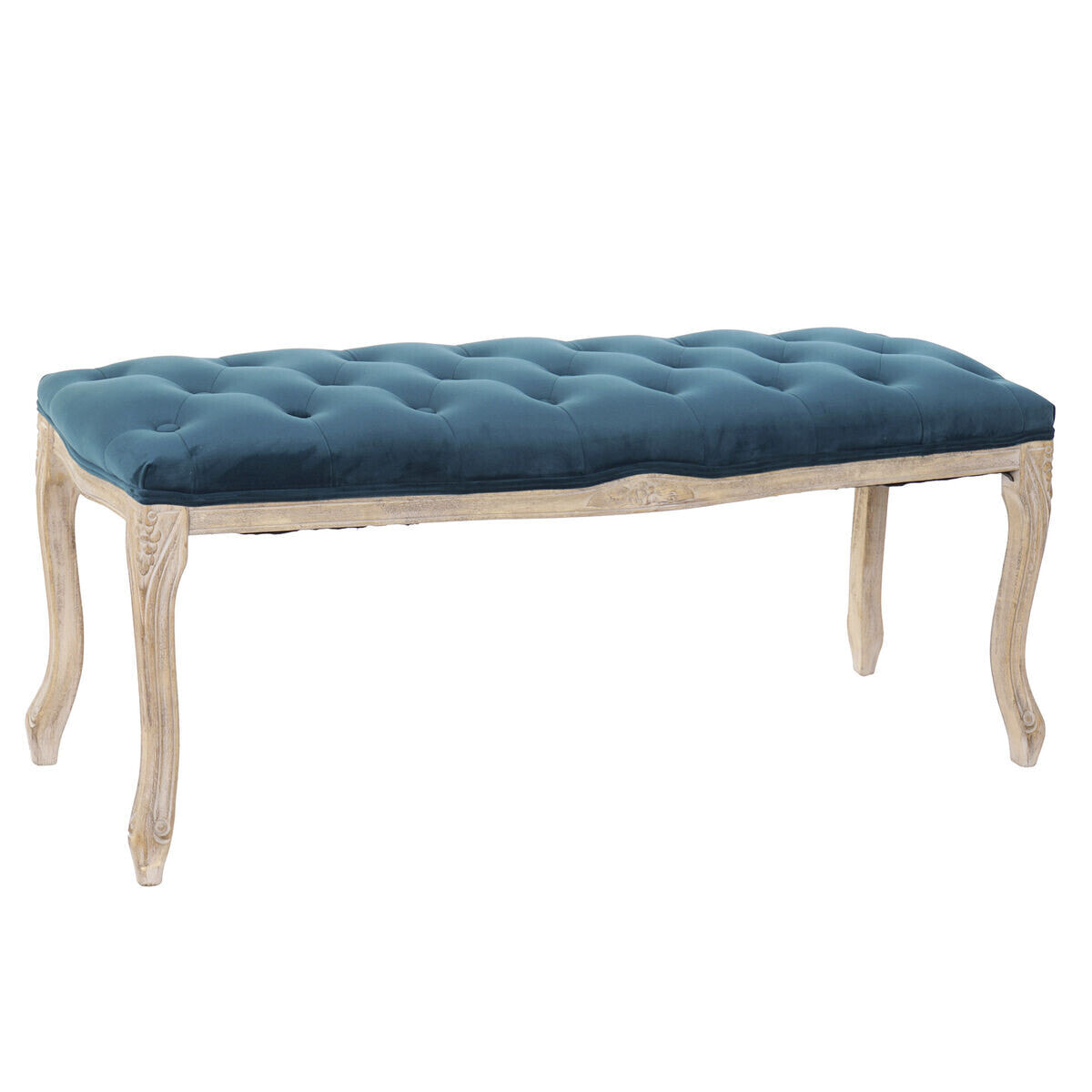 Bench DKD Home Decor Polyester Velvet Rubber wood Green (110 x 37 x 49 cm)