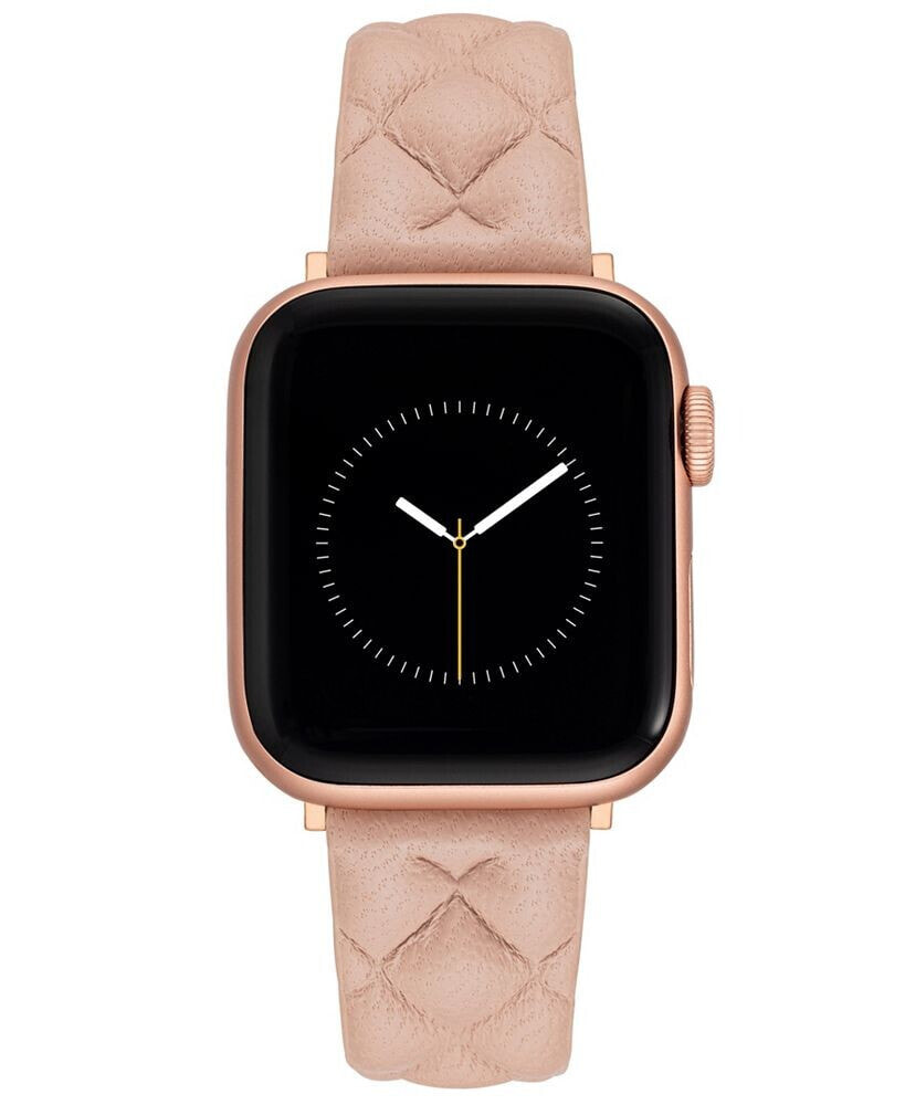 Anne Klein women's Blush Pink Quilted Genuine Leather Band Compatible with 38/40/41mm Apple Watch