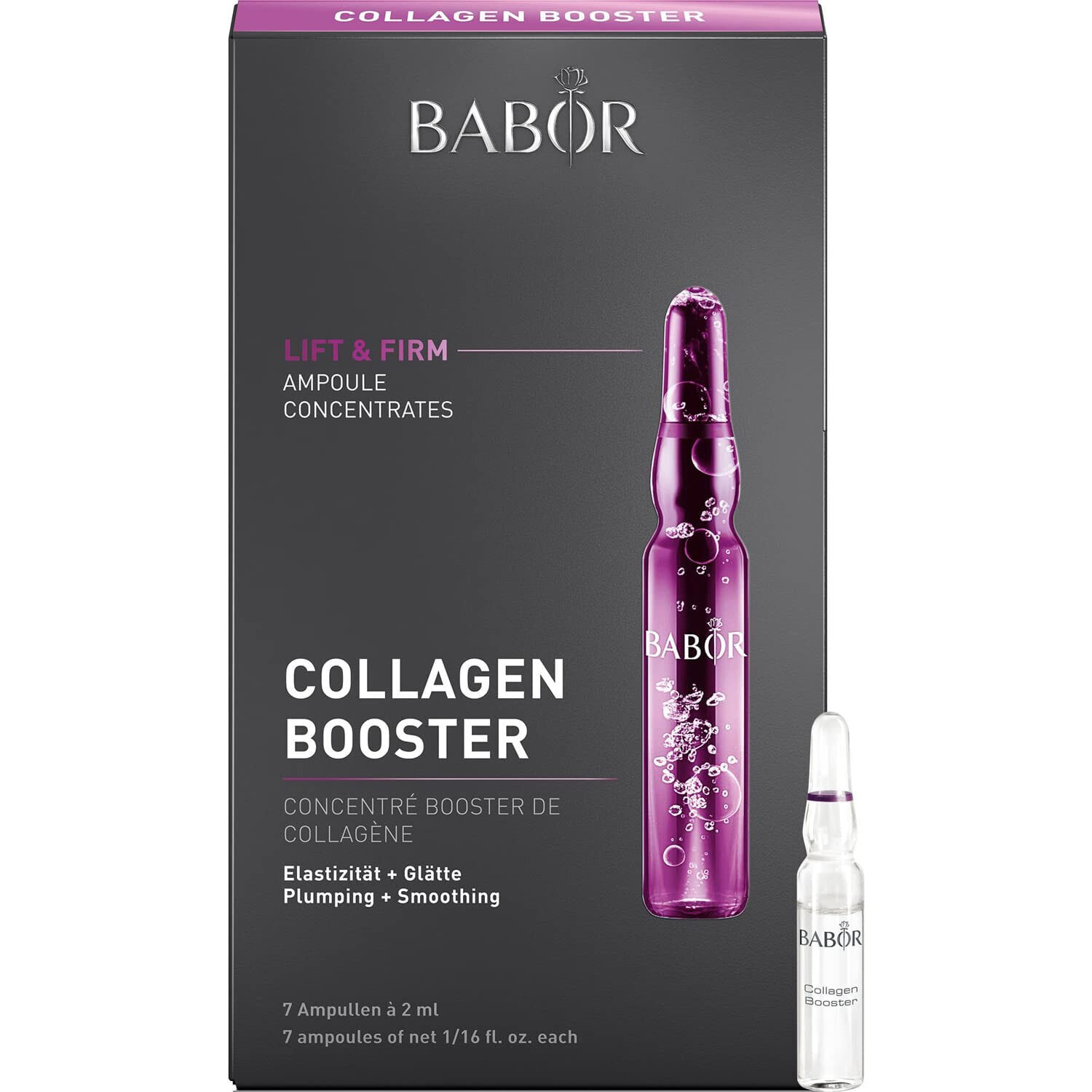 BABOR Collagen Booster, Anti-Aging Serum Ampullen für das Gesicht, Mit Tripeptid für mehr Elastizität und Glätte, Ampoule Concentrates, 7 x 2 ml
