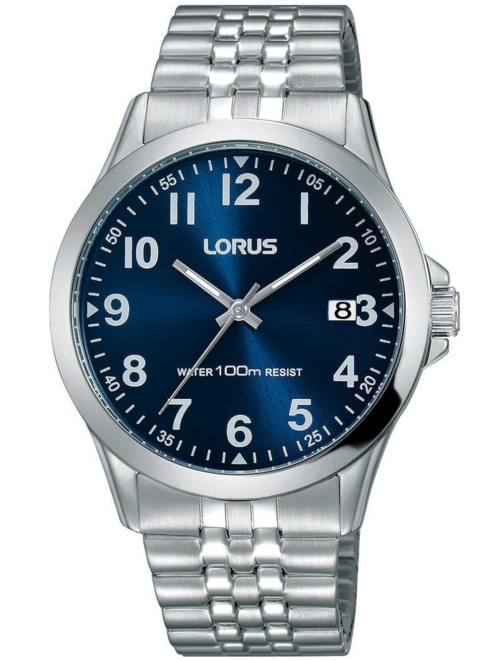 Мужские наручные часы с серебряным браслетом Lorus RS973CX9 Mens 38mm 10 ATM