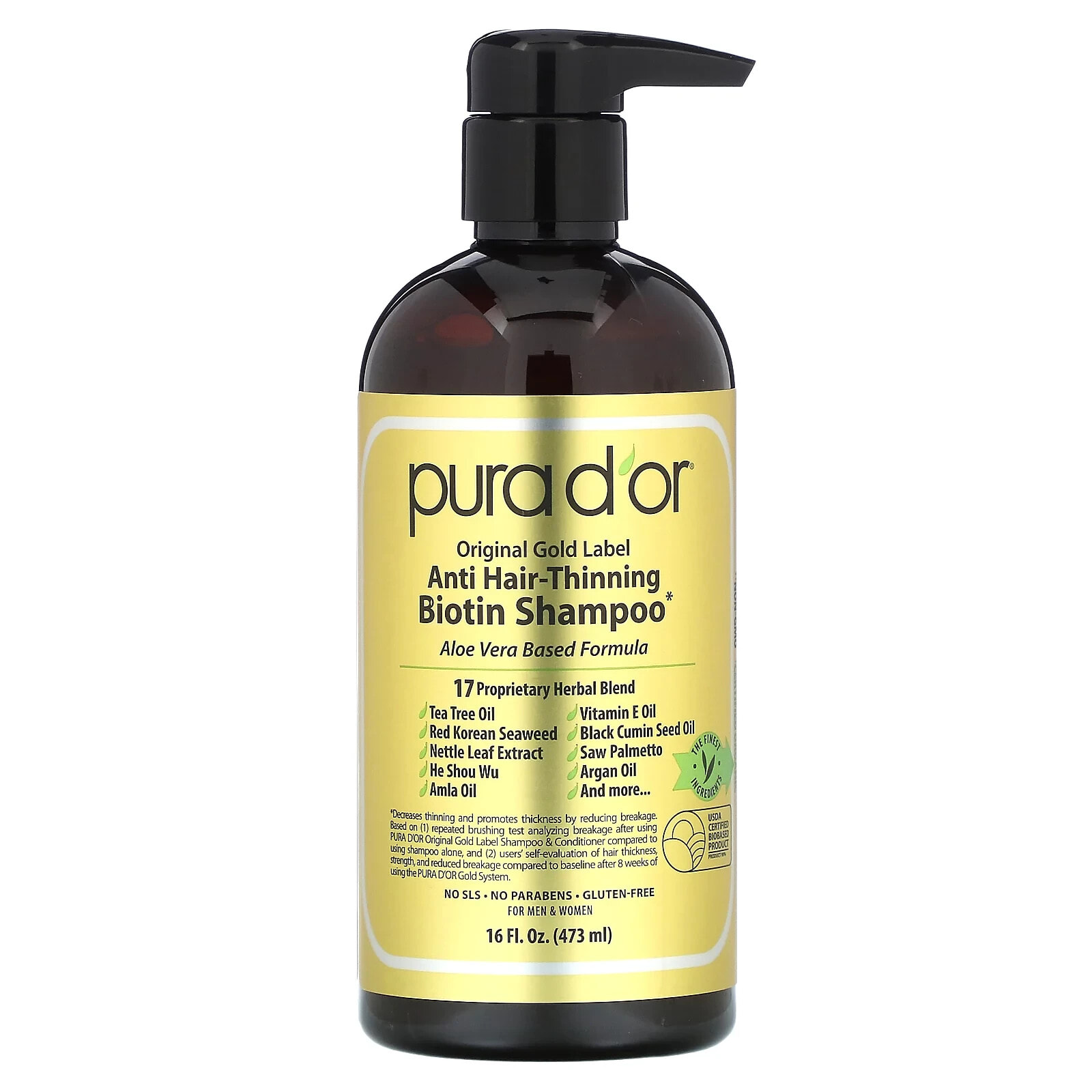 Pura D'or Anti-Hair Thinning Shampoo Шампунь против выпадения для редеющих волос 473 мл
