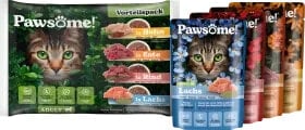 Nassfutter Katze mit Huhn, Ente, Rind & Lachs in Soße, Adult, Multipack (4x85 g), 340 g