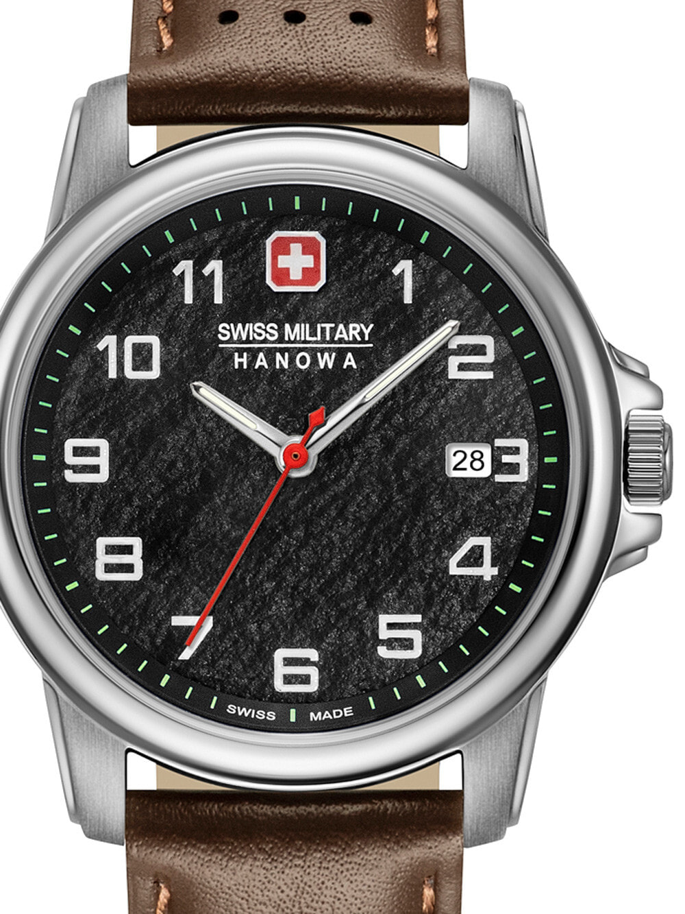 Мужские наручные часы с коричневым кожаным ремешком Swiss Military Hanowa 06-4231.7.04.007 Swiss Rock 39mm 5ATM