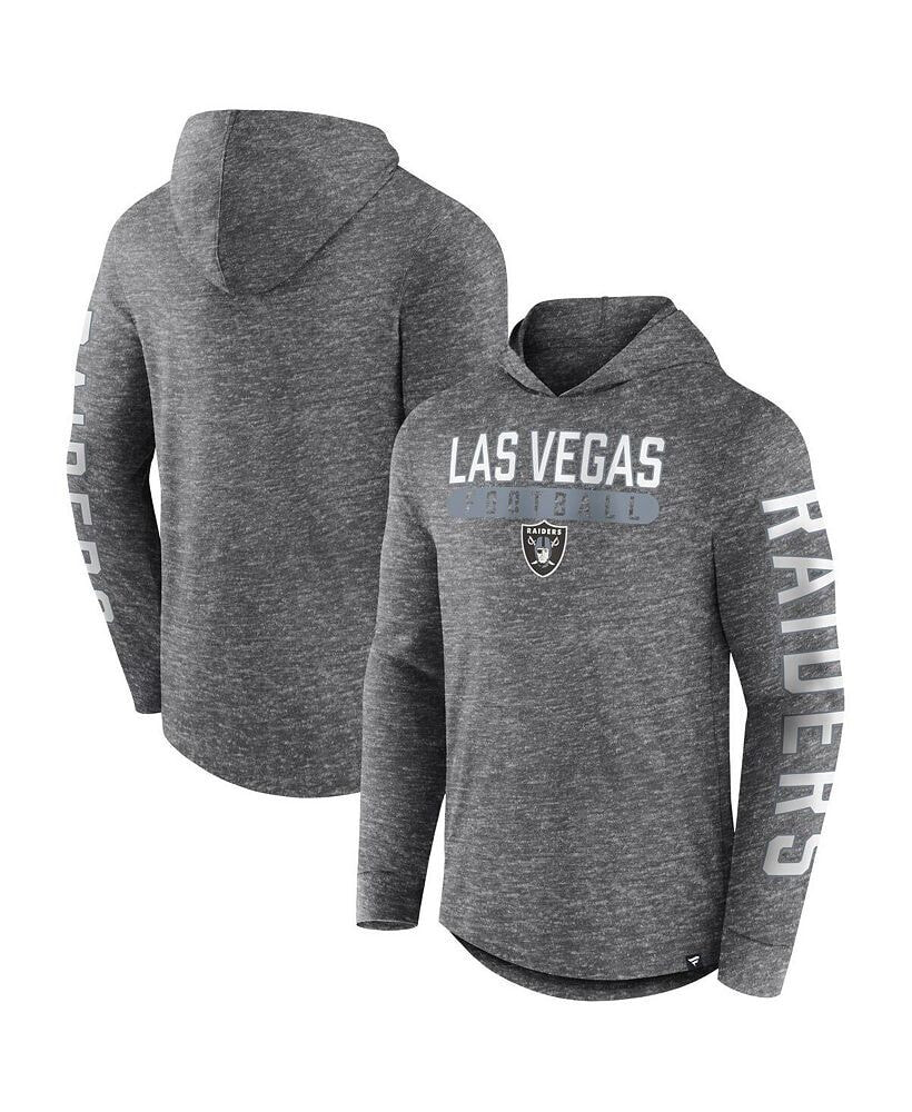 Fanatics men's Branded Heather Charcoal Las Vegas Raiders Pill Stack Long Sleeve Hoodie T-shirt