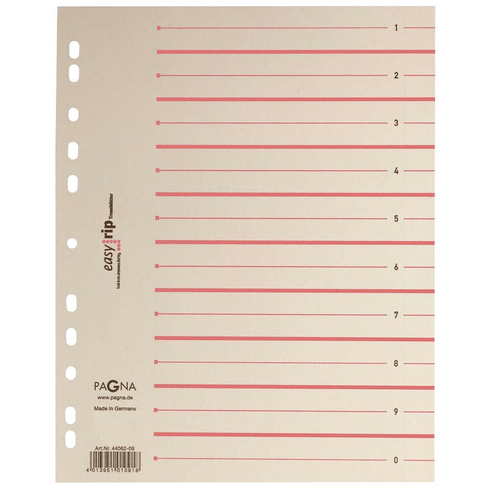 Pagna 44063-01 - Numeric tab index - Carton - Beige - Red - Portrait - A4 - Germany