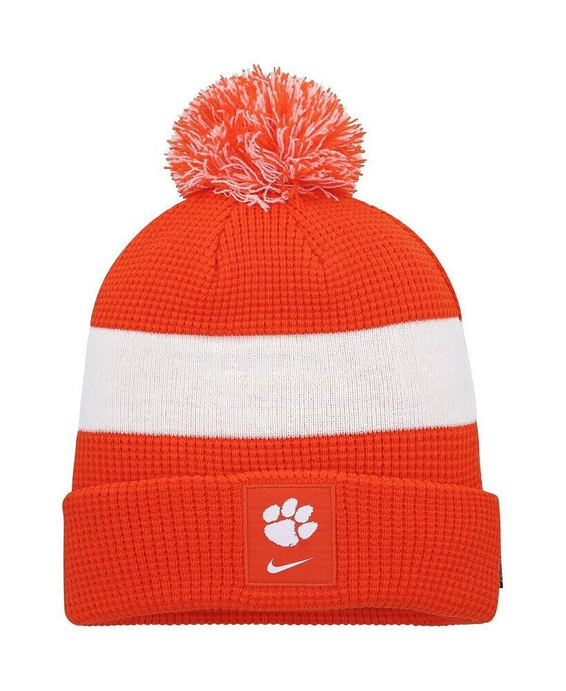 Nike men's Orange Clemson Tigers Sideline Team Cuffed Knit Hat with Pom