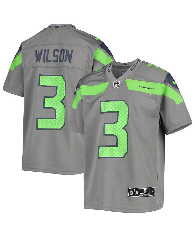 Nike big Boys Russell Wilson Gray Seattle Seahawks Inverted Team Game Jersey