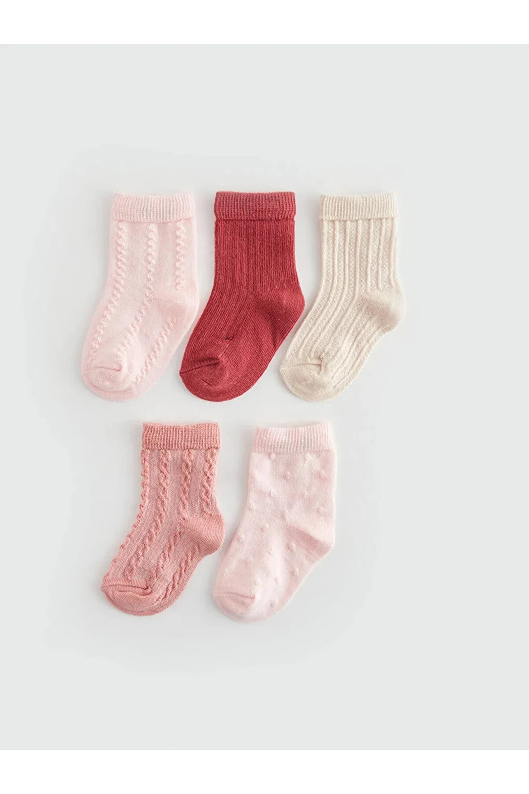 LCW baby Kendinden Desenli Kız Bebek Soket Çorap 5'li