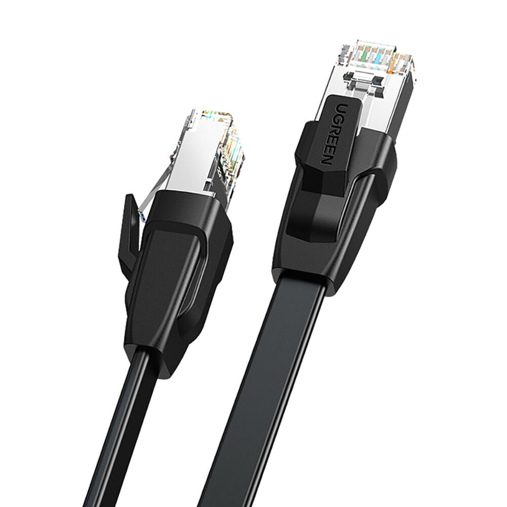Płaski patch cord kabel przewód LAN Ethernet Cat.8 U/FTP 1m czarny
