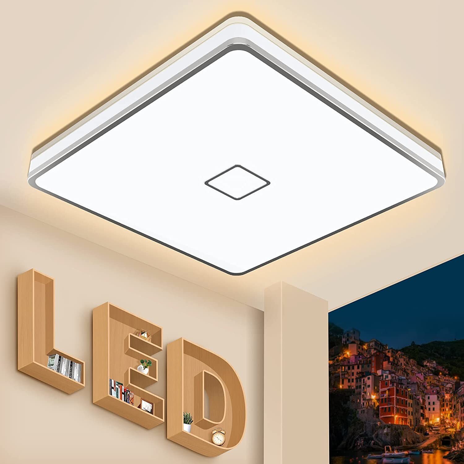 Светильник для ванной Airand 24 Вт Светодиодный потолочный светильник для ванной комнаты Светодиодный потолочный светильник IP44 водонепроницаемый светильник для ванной диаметром 32,5 см потолочный светильник для гостиной спальни детской комнаты 2050 LM п