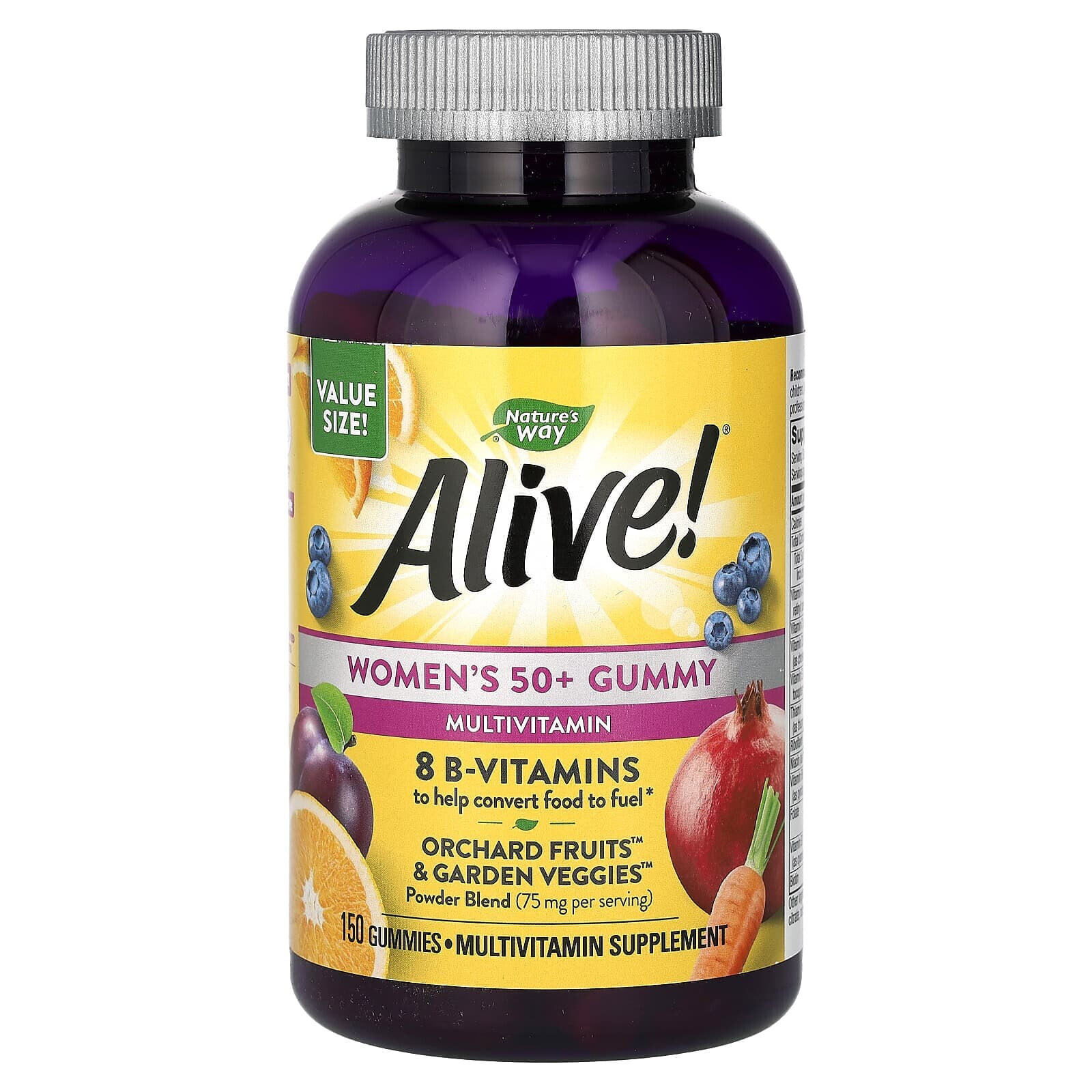 Nature's Way, Alive! Жевательные мультивитамины для женщин старше 50 лет, ягодное ассорти, 150 жевательных таблеток
