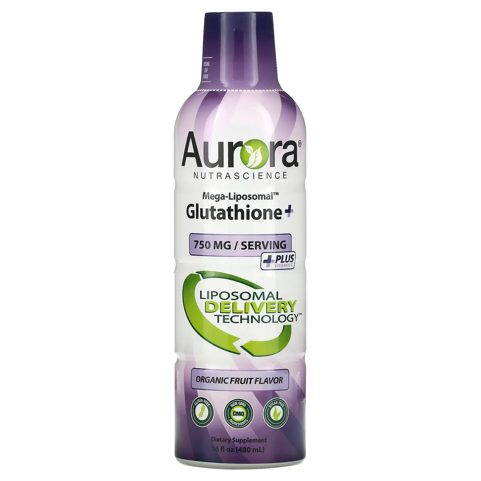 Аурора Нутрасаенс, мегалипосомальный глутатион+, с витамином C, со вкусом органических фруктов, 750 мг, 480 мл (16 жидк. унций)