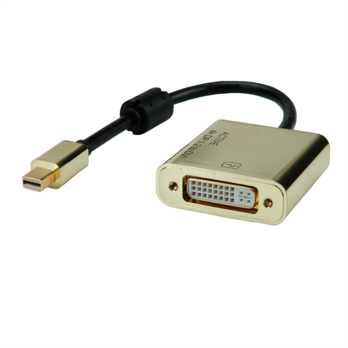 ROLINE 12.88.3176 кабельный разъем/переходник Mini DisplayPort DVI-D 24 + 1 Черный, Золото