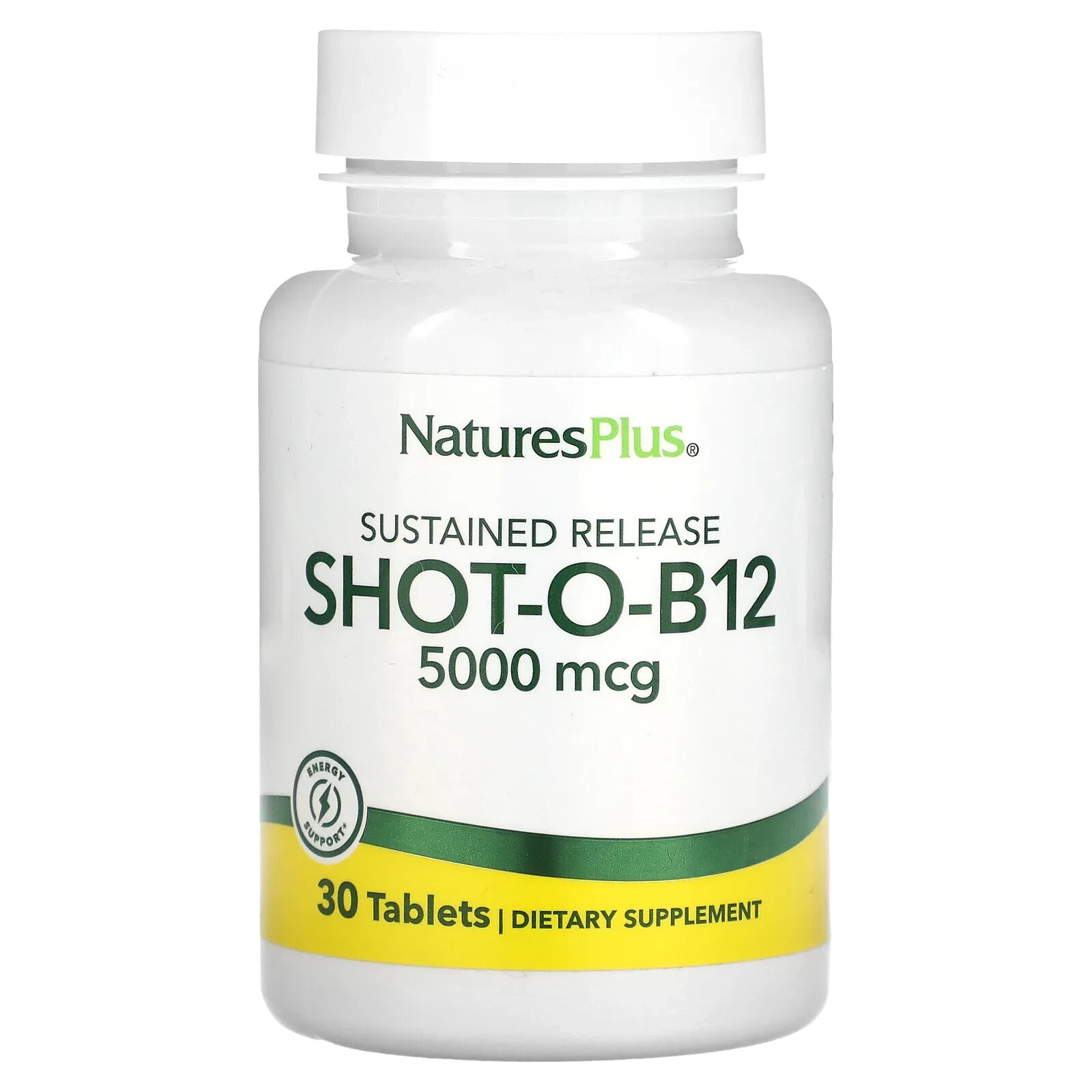 NaturesPlus, Shot-O-B12, 5000 mcg, 30 Tablets