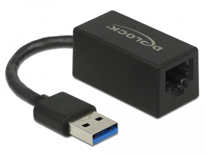 Delock Adapter SuperSpeed USB (USB 3.2 Gen 1) with USB Type-A male > Gigabit LAN 10/100/1000 Mbps compact black - USB 3.2 Gen 1 (3.1 Gen 1) Type-A - 10,100,1000 Mbit/s - IEEE 802.1Q - IEEE 802.3 - IEEE 802.3ab - IEEE 802.3az - IEEE 802.3u - IEEE 802.3x - 