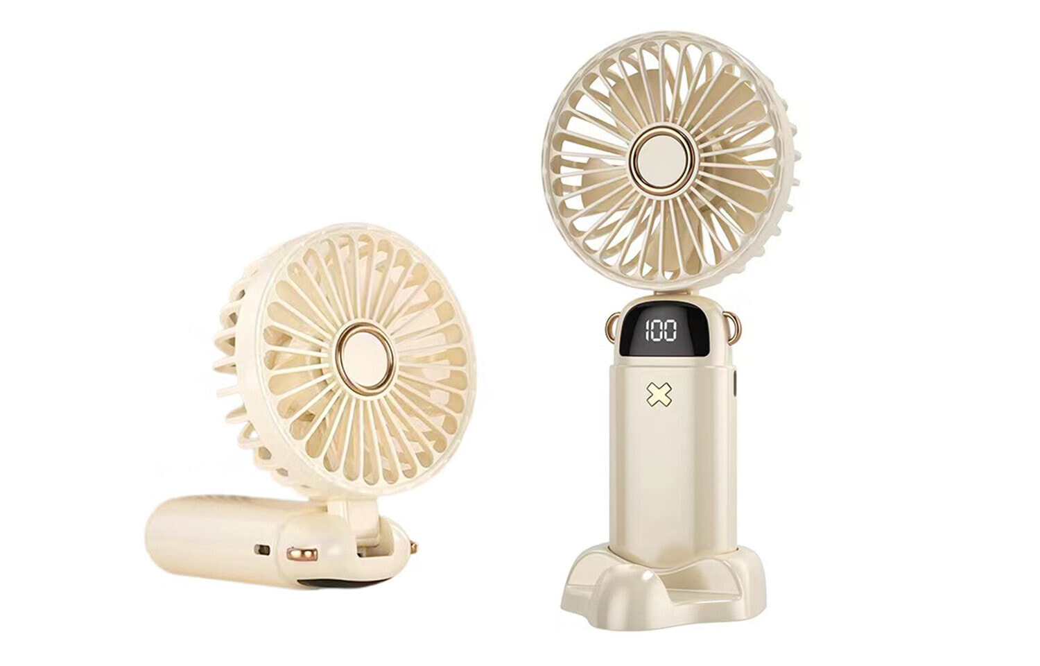 Light beige handheld fan [send aromatherapy + lanyard]