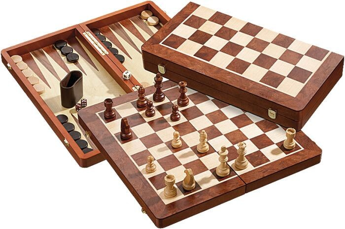 Schach-Backgammon-Dame-Set