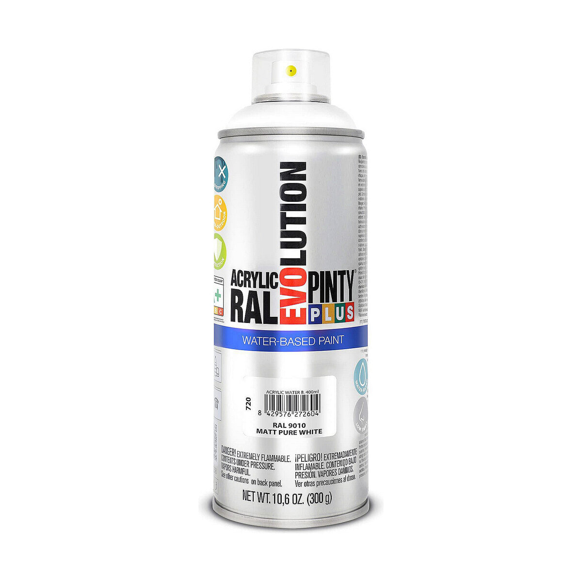 Spray paint Pintyplus Evolution RAL 9010 Matt Water based Pure White 400 ml